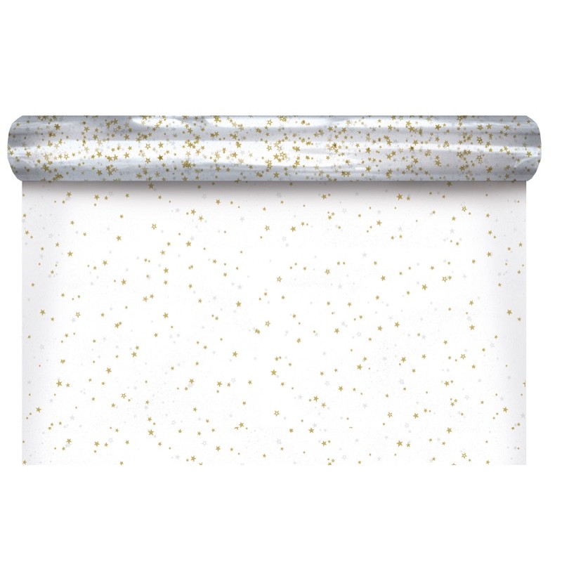 Rouleau polypro Star à étoiles dorées - emballage fleuriste