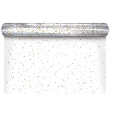 Rouleau polypro Star à étoiles dorées - emballage fleuriste