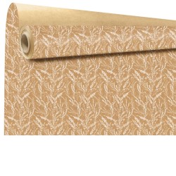 Rouleau kraft Arborescence blanc - feuillages sur kraft brun