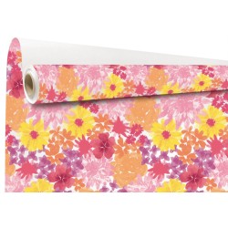Rouleau kraft Florencia rose - grandes fleurs aquarelle