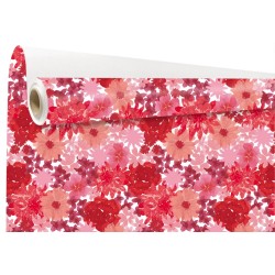 Rouleau kraft Florencia rouge - grandes fleurs