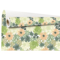 Rouleau kraft Florencia vert - grandes fleurs