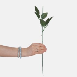 Tige de rose artificielle verte 44 cm, sans fleur