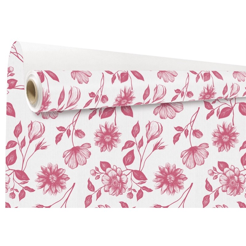 Rouleau kraft Sydney fuchsia - fleurs ton sur ton