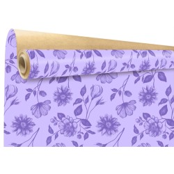 Rouleau kraft Sydney parme - fleurs ton sur ton