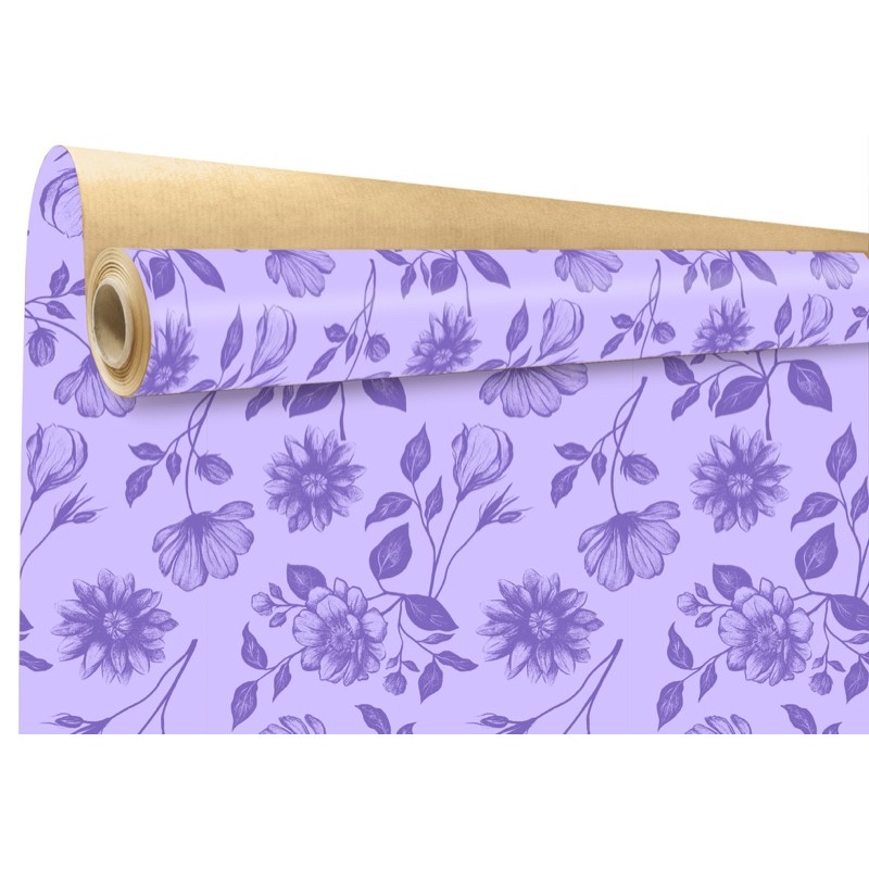 Rouleau kraft Sydney parme - fleurs ton sur ton
