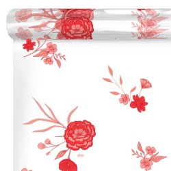 Rouleau polypro Osaka rouge à pivoines