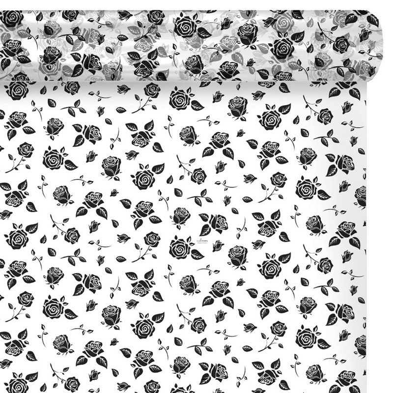 Rouleau polypro Maria à roses noires