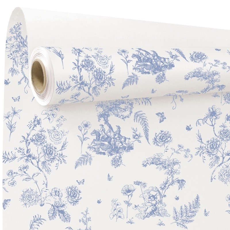Rouleau kraft Toile de Jouy bleu