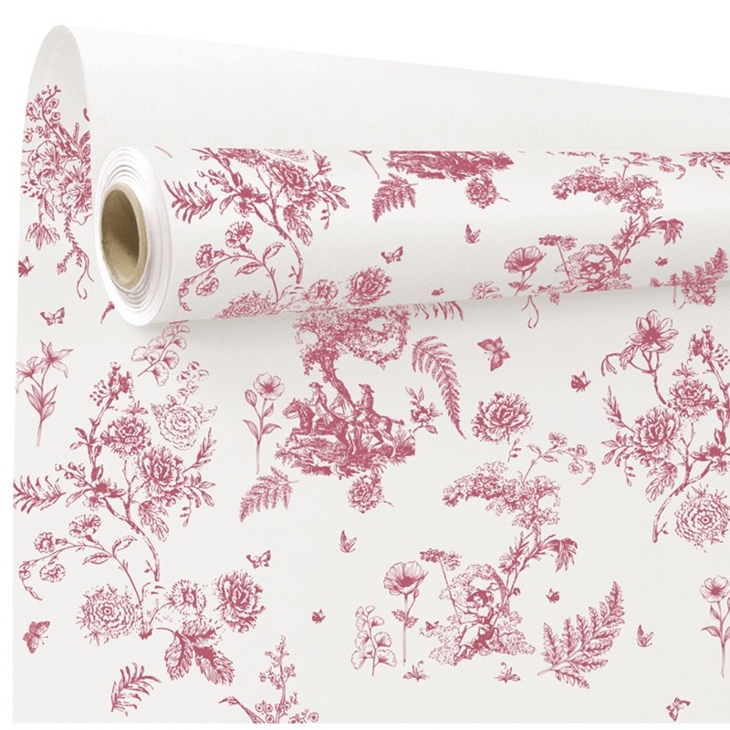 Rouleau kraft Toile de Jouy rose