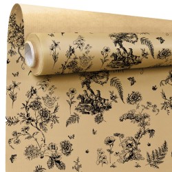 Rouleau kraft Toile de Jouy noir sur kraft brun