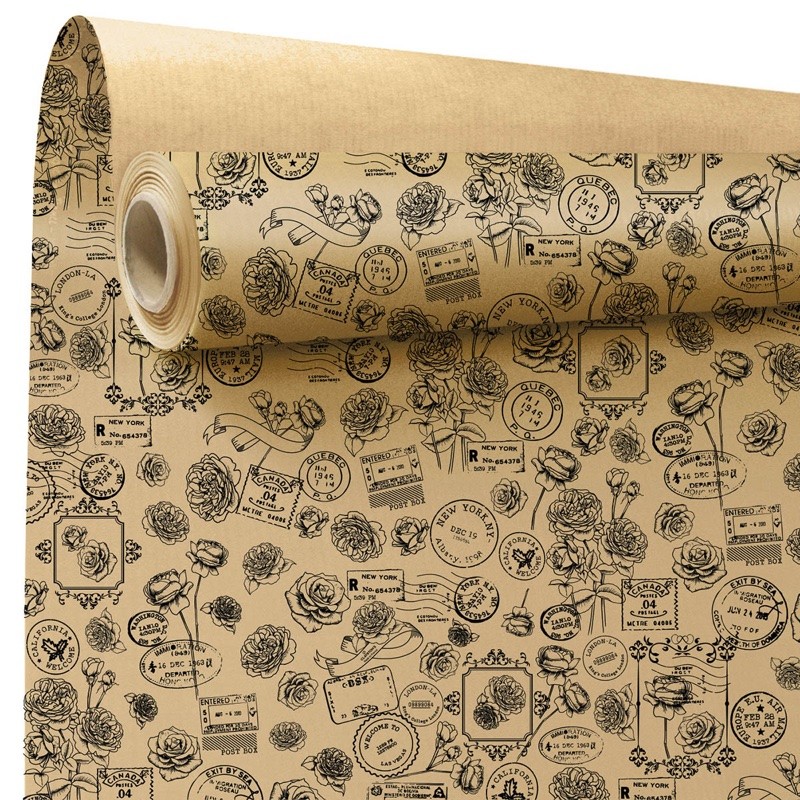 Rouleau kraft Lucy noir sur kraft brun