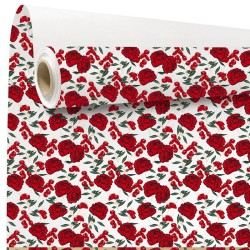 Rouleau kraft Gaby à roses rouges, fond blanc