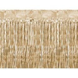 Rideau de fête à franges métallisées or 90 x 250 cm