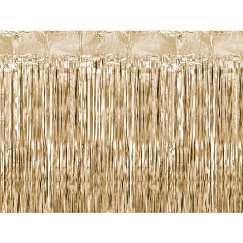 Rideau de fête à franges métallisées or 90 x 250 cm