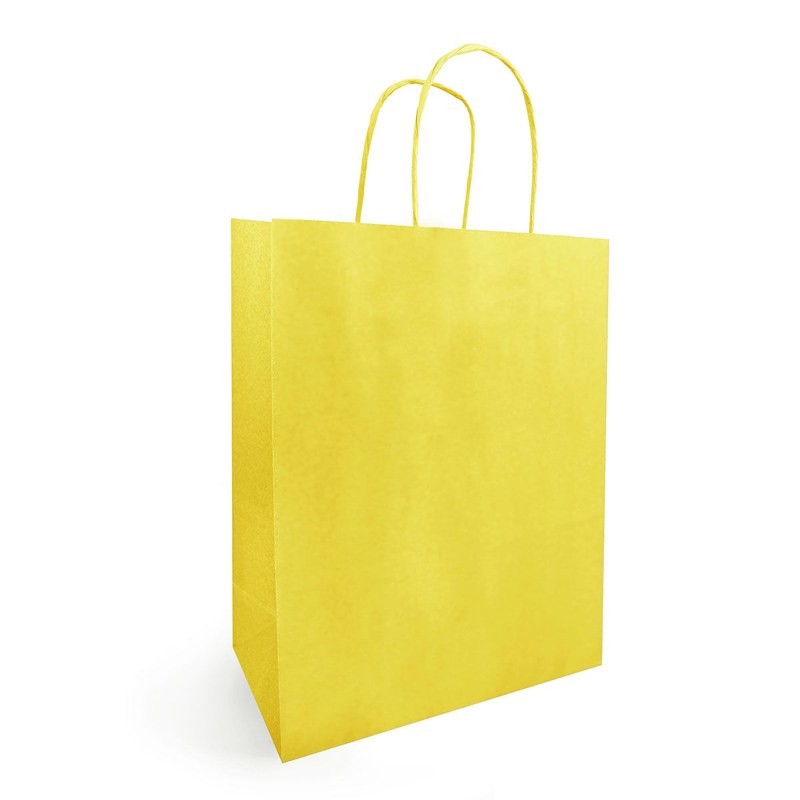 Sac kraft jaune à poignées torsadées