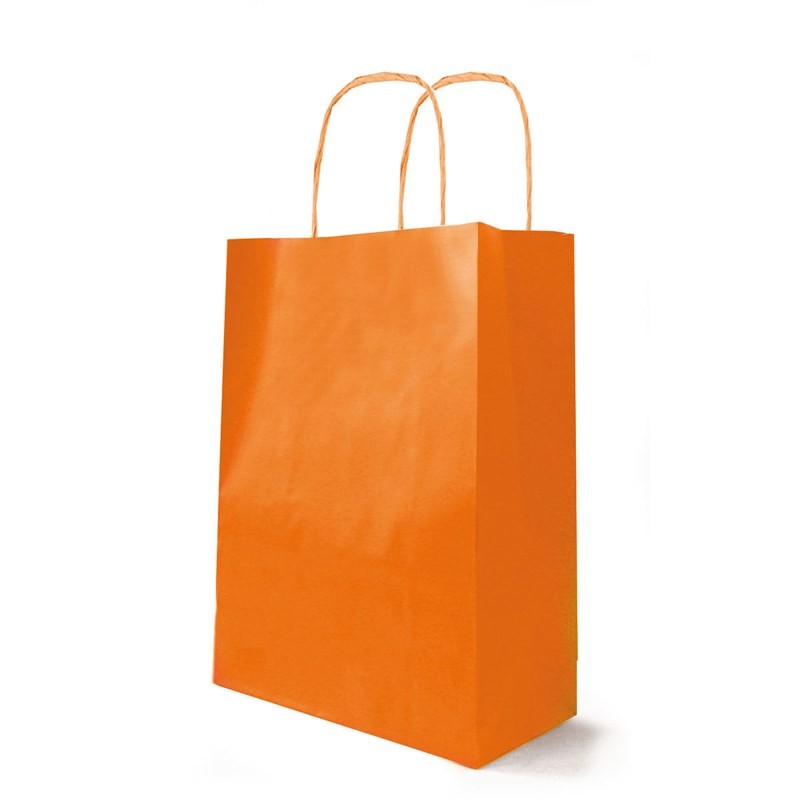 Sac kraft orange à poignées torsadées