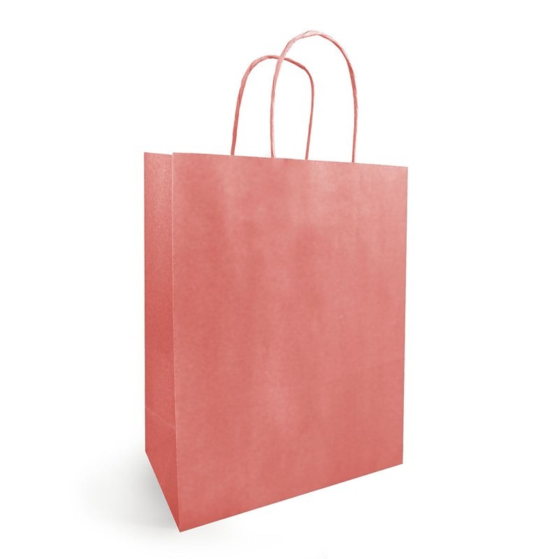 Sac kraft corail à poignées torsadées