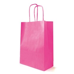 Sac kraft fuchsia à poignées torsadées