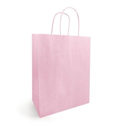 Sac kraft rose clair à poignées torsadées