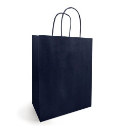 Sac kraft bleu marine à poignées torsadées