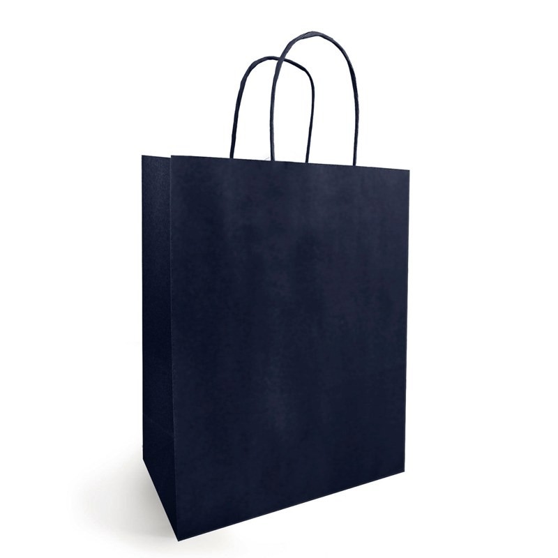 Sac kraft bleu marine à poignées torsadées