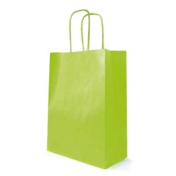 Sac kraft vert pomme à poignées torsadées