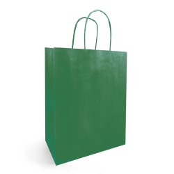 Sac kraft vert forêt à poignées torsadées