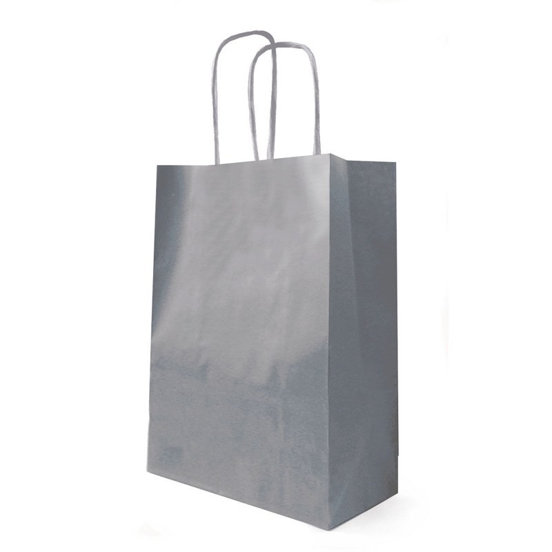 Sac kraft gris à poignées torsadées
