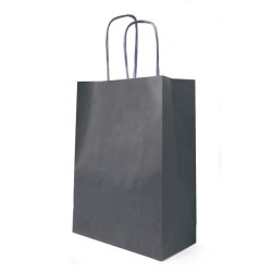 Sac kraft gris foncé à poignées torsadées