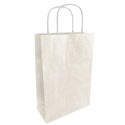 Sac en papier de betterave blanc à poignées torsadées