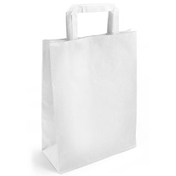 Sac kraft alimentaire blanc à poignées plates