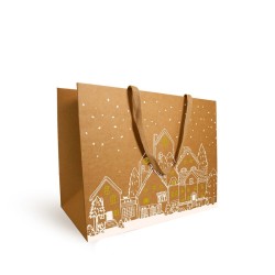 Sac carton luxe de Noël Sylvestre naturel