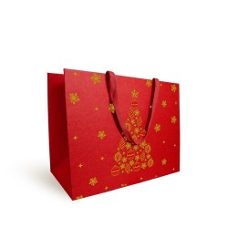 Sac carton luxe de Noël Veillée rouge