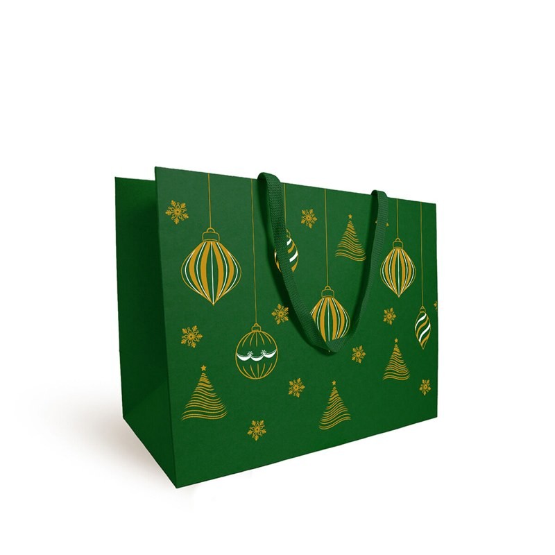 Sac carton luxe de Noël Éclatant vert