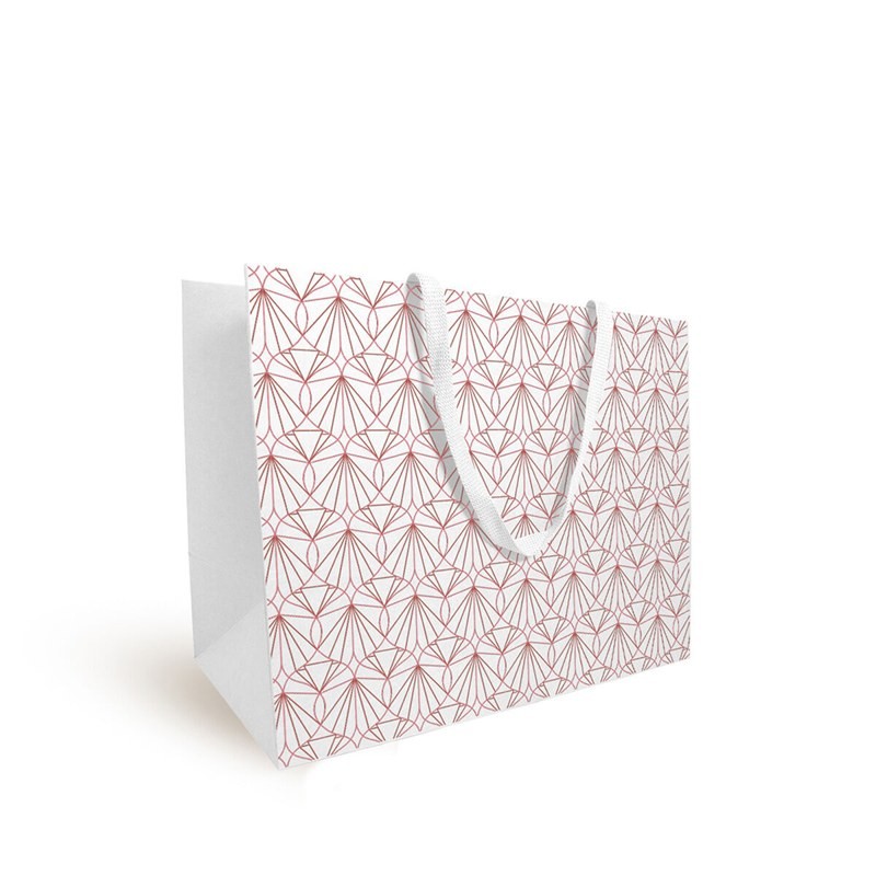 Sac carton luxe de Noël Crystal blanc et cuivre