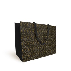 Sac carton luxe de Noël Crystal noir et or