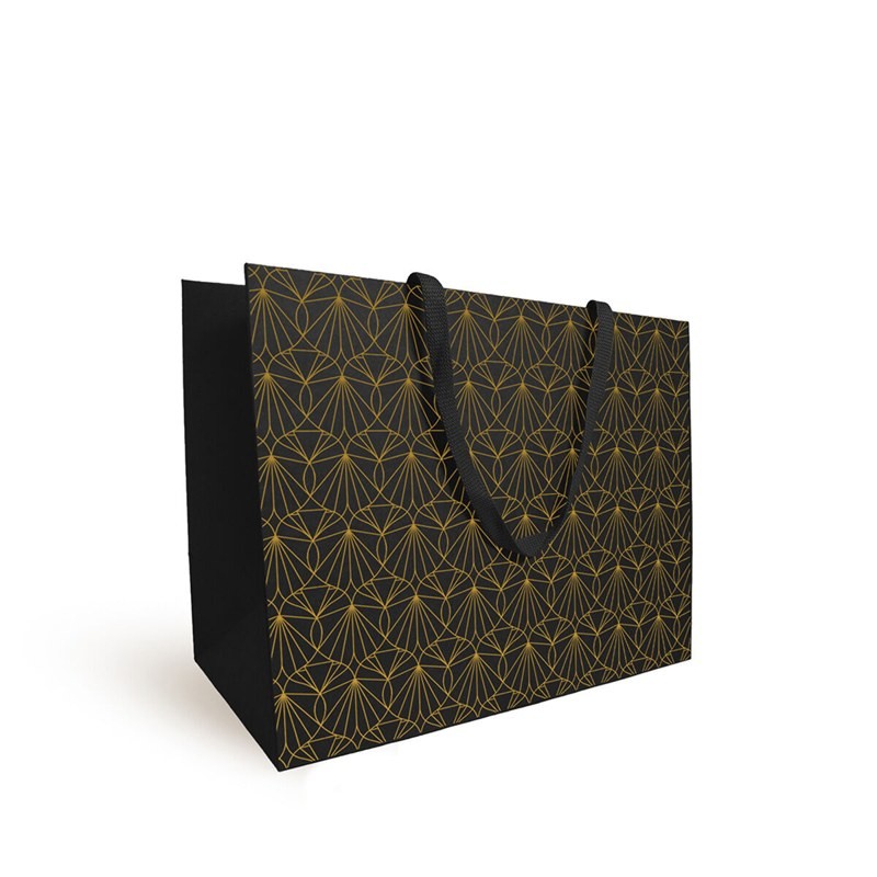 Sac carton luxe de Noël Crystal noir et or