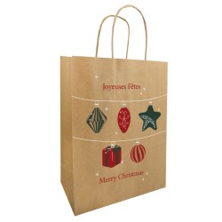 Sac kraft de Noël guirlande joyeuses fêtes