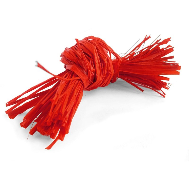 Raphia naturel rouge, floche de 300 g