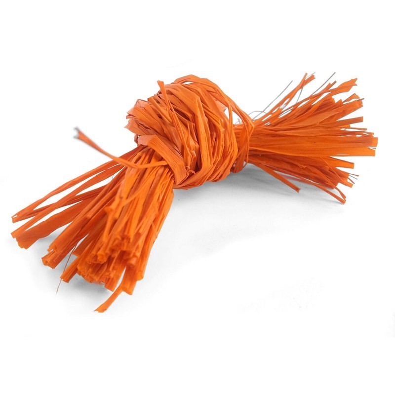 Raphia naturel orange, floche de 300 g