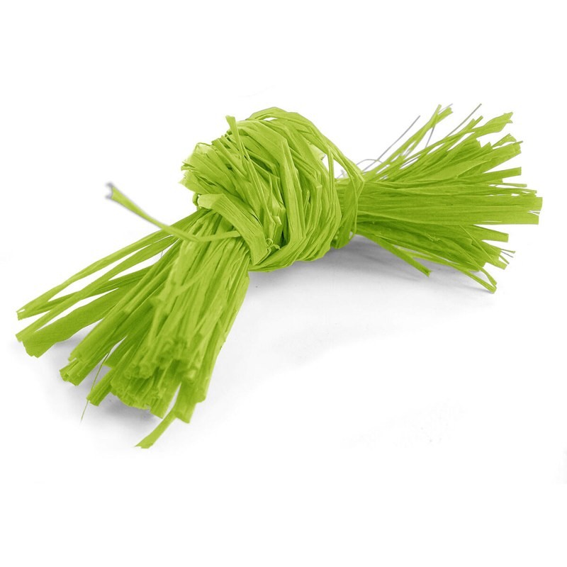 Raphia naturel vert pomme, floche de 300 g