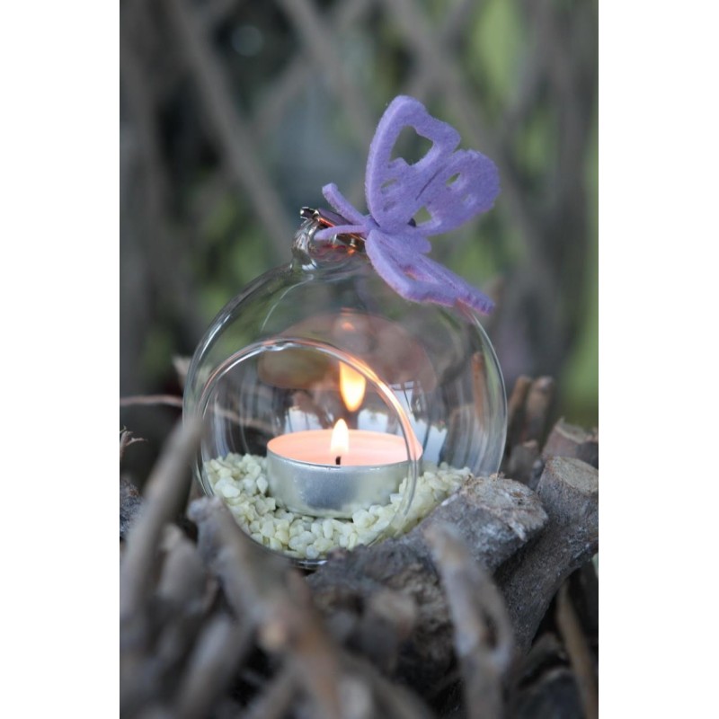 Boule en verre à fond plat pour bougie chauffe-plat Ø12 cm – vente en gros verrerie pour fleuristes