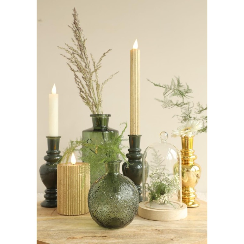 Cloche en verre bouton verre sur socle bois Ø12 H.15 cm – verrerie pour décoration de mariage, vente en gros aux fleuristes