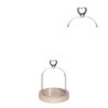 Cloche en verre bouton cœur sur socle bois Ø10 H.13 cm – grossiste en verrerie