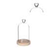 Cloche en verre bouton cœur sur socle bois Ø10 H.18 cm – verrerie pour décoration de mariage, vente en gros aux fleuristes