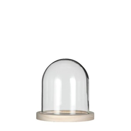 Cloche en verre sur socle bois Ø12 H.13 cm – grossiste en verrerie