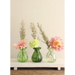 Vase fleur en verre Ø7 H.9 cm vert – vente en gros verrerie pour fleuristes