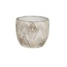 Cache-pot arrondi décor art déco blanc et or Ø14,5 H.12 cm – décoration de Noël pour vitrine de commerçant, vente en gros