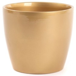 Cache-pot bombé or en terre cuite Ø28 H.23 cm – décoration de Noël pour vitrine de commerçant, vente en gros